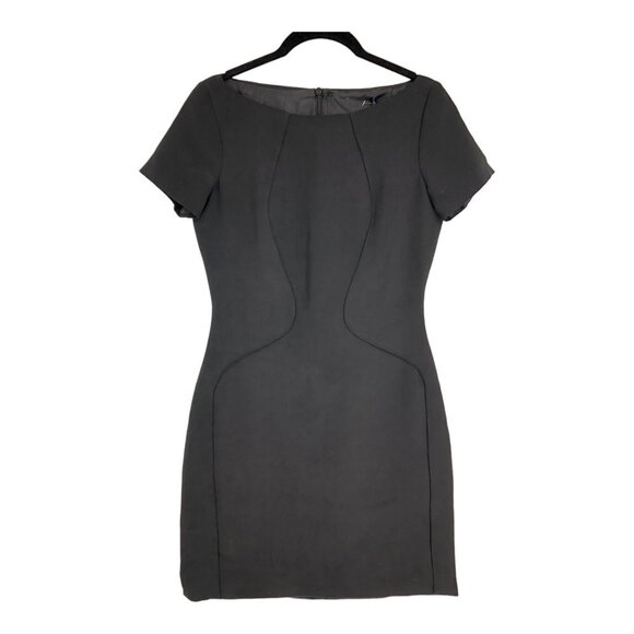 NWT Georgia Hardinge Black Short sleeve BoatNeck Cylinder Mini Dress Bodycon 6 - Picture 12 of 12